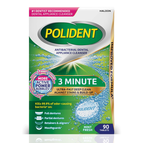 Polident Antibacterial Dental Appliance Cleanser Tablets Mint Fresh - 84 tablets