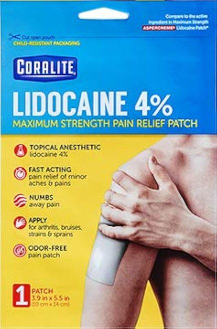 Lidocaine 4% Pain Relief Patch, 3.9" x 5.5" - 1 ct
