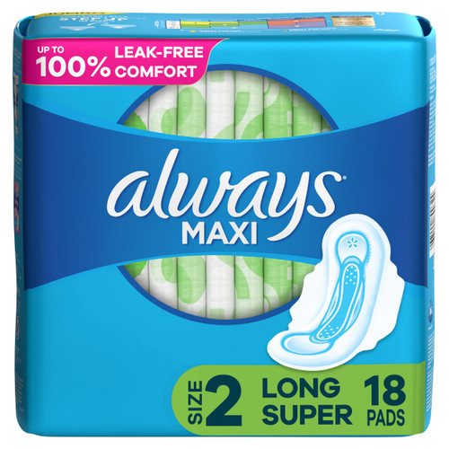 Always Maxi Pads Size 2 Long Super With Flexi-Wings - 18 ct