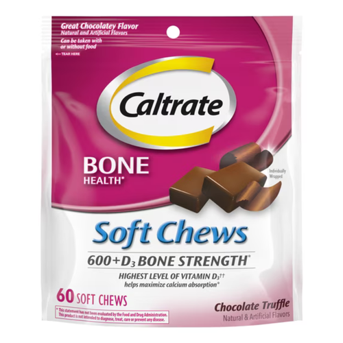 Caltrate Calcium Vitamin D Soft Chews, Chocolate Truffle - 60 ct