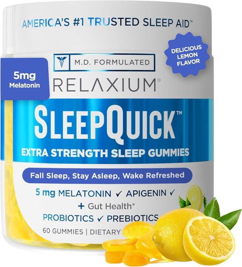 Relaxium SleepQuick Gummies Sleep Support Supplement Lemon Flavor 60 Ct