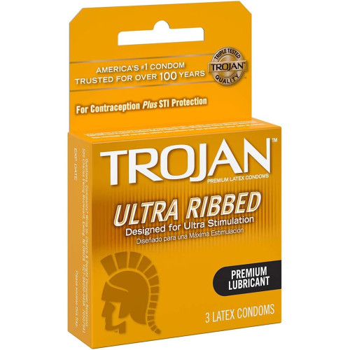 Trojan Stimulations Ultra Ribbed Latex Condoms - 3 ct