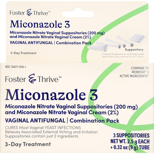 Foster & Thrive Miconazole 3 Miconazole Nitrate Vaginal Cream (2%) - 3 count