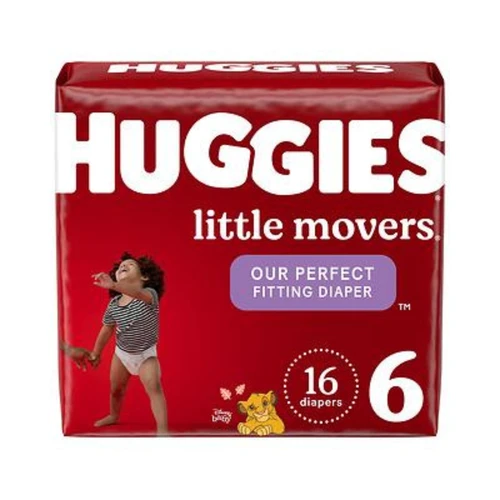 Huggies Little Movers Diapers Size 6 -16 ct, Pack of 4