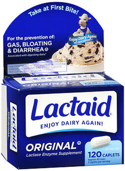 Lactaid Lactase Enzyme Caplets Original - 120 Caplets