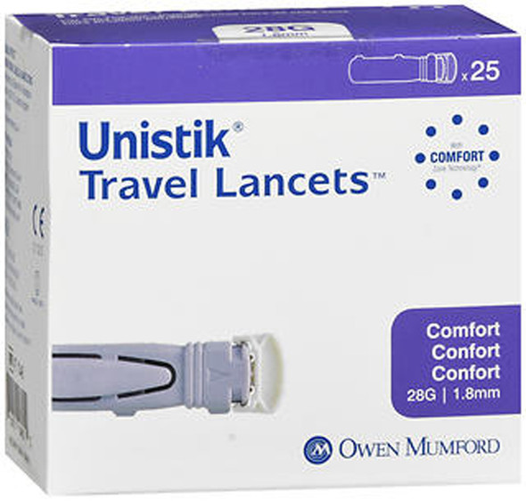Unistik Travel Lancets, Comfort - 25 single-use safety lancets