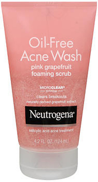 Neutrogena Oil-Free Acne Wash Foaming Scrub, Pink Grapefruit - 4.2 oz