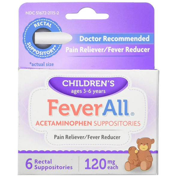 FeverAll Children's Acetaminophen Suppositories, 120 mg - 6 ea.