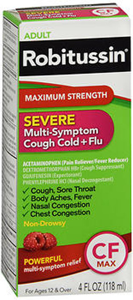 Robitussin Severe Multi-Symptom Cough Cold + Flu Liquid - 4 oz