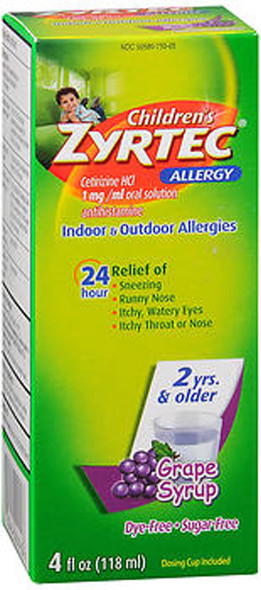 Zyrtec Children's 24 Allergy Syrup Grape - 4 oz