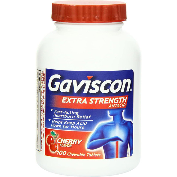 Gaviscon Extra Strength Antacid Chewable Tablets Cherry Flavor - 100 ct Gaviscon Extra Strength Antacid Chewable Tablets Cherry Flavor - 100 ct