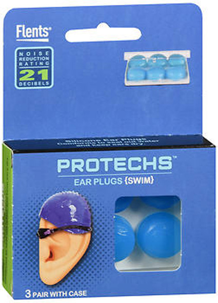 Flents Protechs Silicone Ear Plugs Swim - 3 Pair