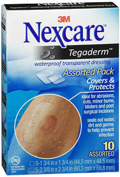 3M Nexcare Tegaderm Waterproof Transparent Dressing Assorted Pack - 10 Dressings