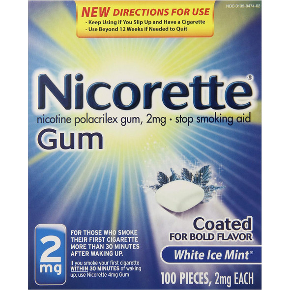 Nicorette 2mg Coated White Ice Mint - 100 ct