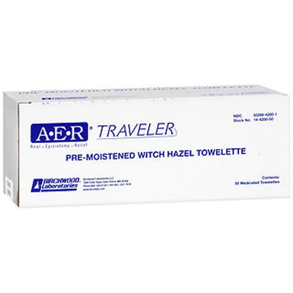 AER Traveler Pre-Moistened Witch Hazel Towelettes - 50 EA