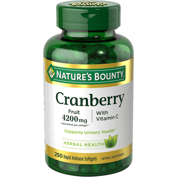 Nature's Bounty Cranberry 4200 mg With Vitamin C Herbal Supplement Softgels - 250 ct