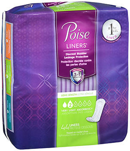 Poise Liners Very Light Absorbency Long Length - 6 pks of 44