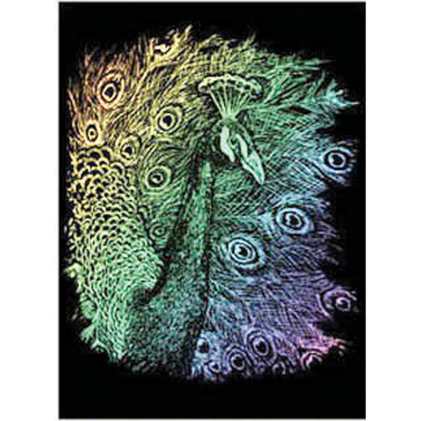 Engrave Art-Peacock, Rainbow - 8"x10"