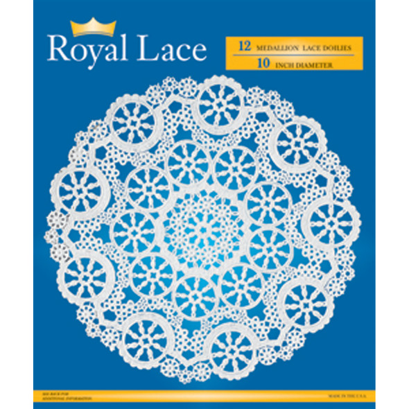 Royal Lace Paper Lace Doilies, White, 10" - 12 ct
