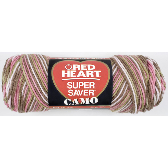 E300 Super Saver Yarn, Pink Camo, 5 oz - 3 Packs