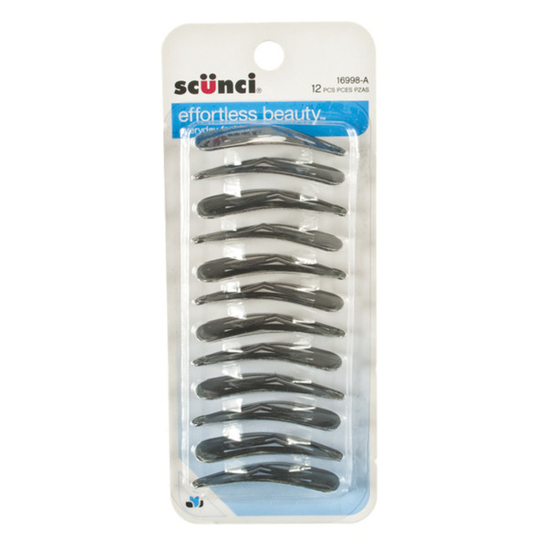 Hair Clippies, Black, 12 Ct - 1 Pkg