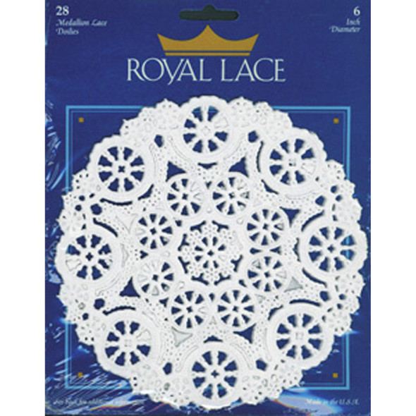 Royal Lace Paper Lace Doilies, White, 6" - 1 Pkg