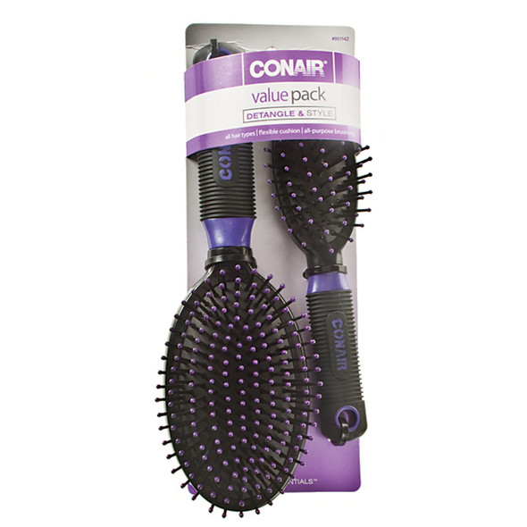 Professional Nylon Cushion Hair Brush Set-Full/Med Size, 2 Pc