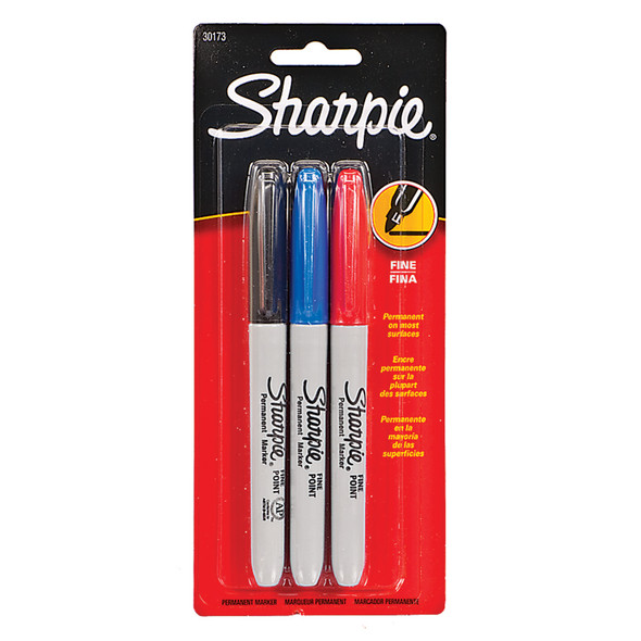 Sharpie Fine Point Permanent Marker, Assorted, 3Ct. - 1 Pkg