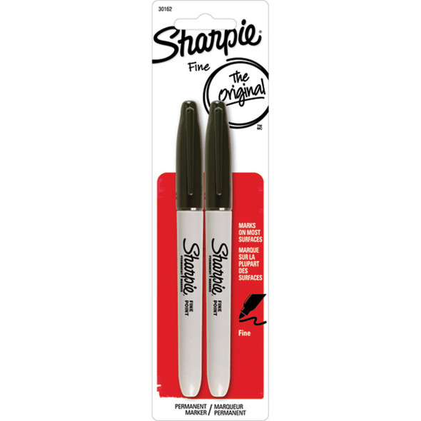 Sharpie Fine Point Marker, Black, 2Ct. - 1 Pkg