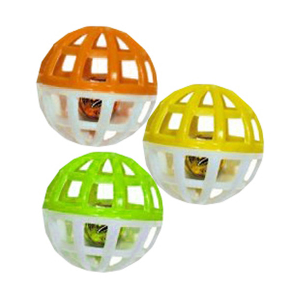 Cat Toy - Small Play Balls w/Bell, 3 Pk