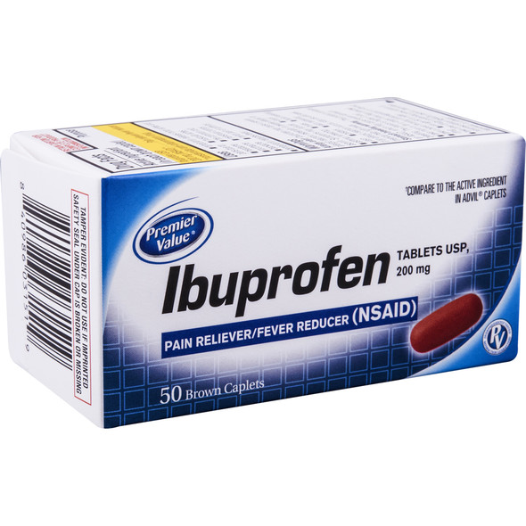 Premier Value Ibuprofen Caplets Brown - 50ct