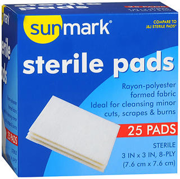 Sunmark Sterile Pads 3 Inches - 25 ct