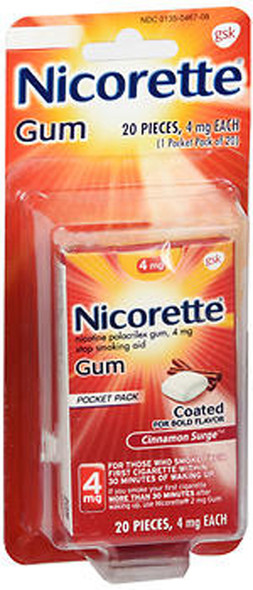 Nicorette Nicotine Polacrilex Gum 4 mg Cinnamon Surge - 20 ct