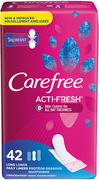 Carefree Acti-Fresh Body Shape Pantiliners Long To Go Unscented - 42 Liners