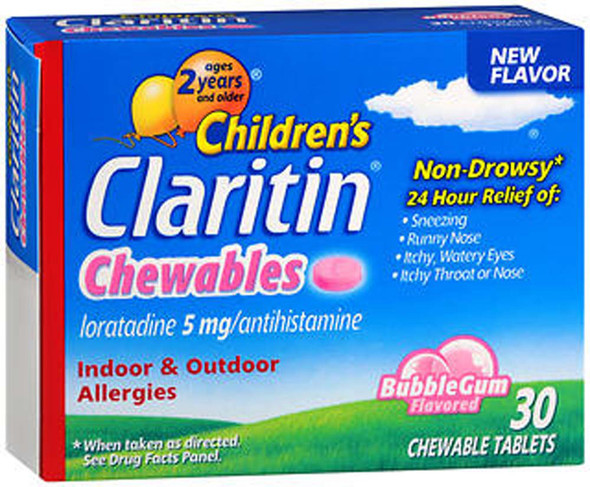 Claritin Children's 24 Hour Allergy Chewable Tablets Bubble Gum Flavored - 30 ct