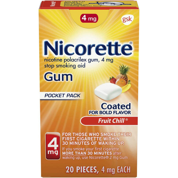Nicorette Nicotine Polacrilex Gum 4 mg Fruit Chill - 20 ct