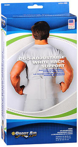 Sport Aid Duo-Adjustable White Back Support MD/LG - Each