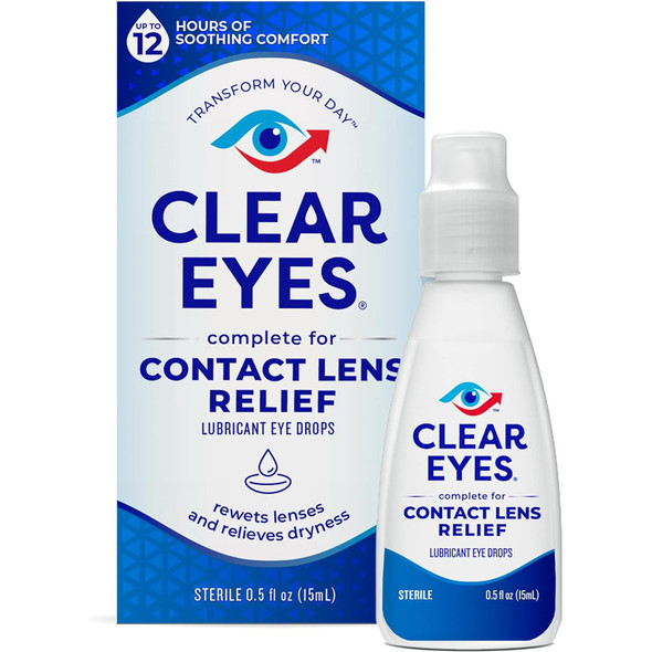 Clear Eyes Contact Lens Multi-Action Relief Eye Drops - 0.5 oz