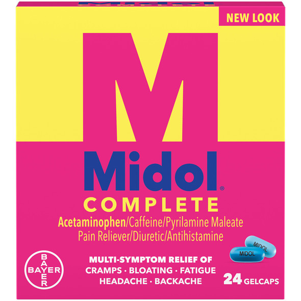 Midol Complete Pain Reliever/Diuretic/Antihistamine - 24 Gelcaps