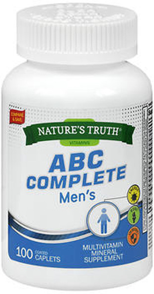 Nature's Truth ABC Complete Men's Multivitamin Mineral Supplement -100 Coated Caplets