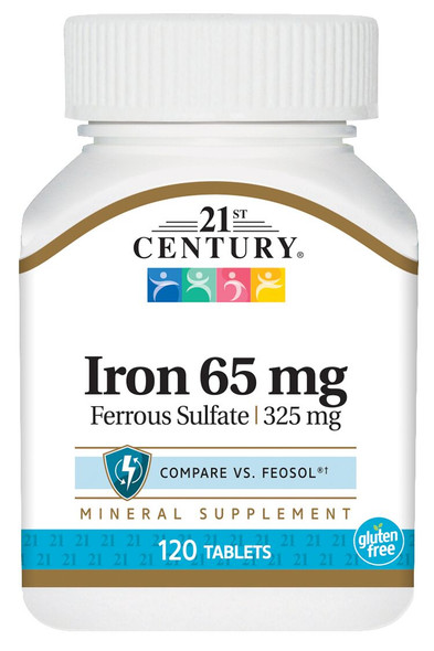 21st Century Iron 65 mg with  Ferrous Sulfate 325 mg - 120 Tablets