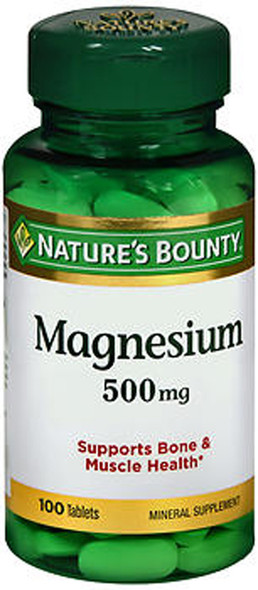 Nature's Bounty Magnesium 500 mg Maximum Strength - 100 Tablets