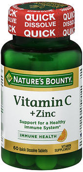 Nature's Bounty Vitamin C plus Zinc Quick Dissolve Natural Citrus Flavor - 60 Tablets