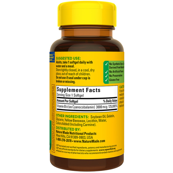 Nature Made B-12 Vitamin 3000 mcg - 60 Liquid Softgels