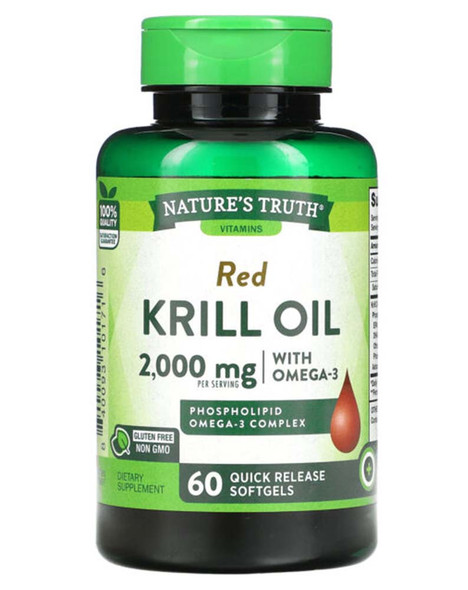 Nature's Truth 100% Pure Red Krill Oil 1000 mg Omega -3 Quick Release Softgels - 60 ct