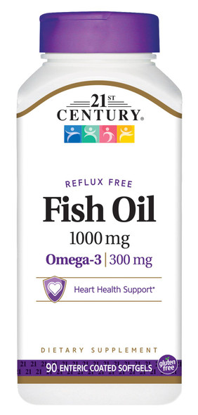 21st Century Omega-3 Fish Oil 1000mg - 90 Enteric Coated Softgels