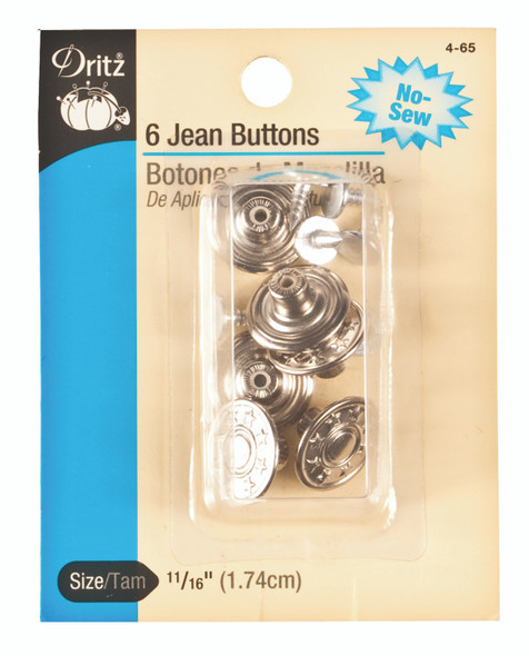 Jean Buttons - 6 pc - Nickel, 6 pc