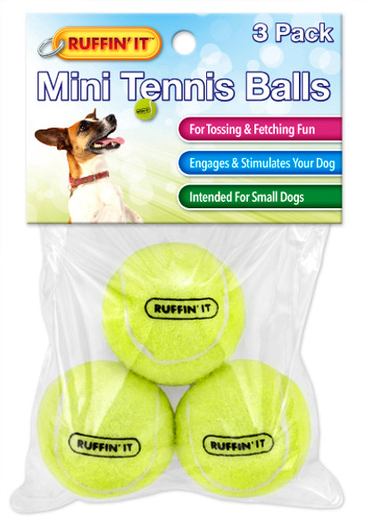 Ruffin It Small Tennis Balls Pet Toy - 3 pk