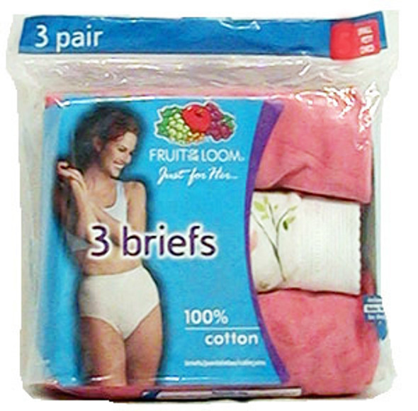 Ladies' Colored Cotton Briefs 3-Pack Underwear - Size 9, Assorted