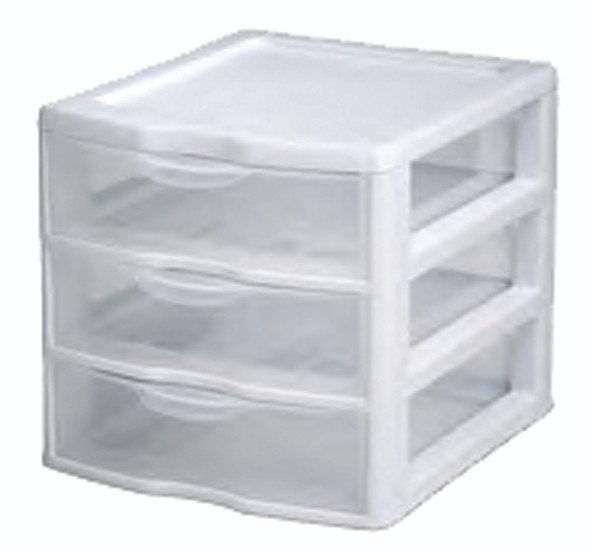 Mini Storage Organizer - Clear/White, 3 Drawer